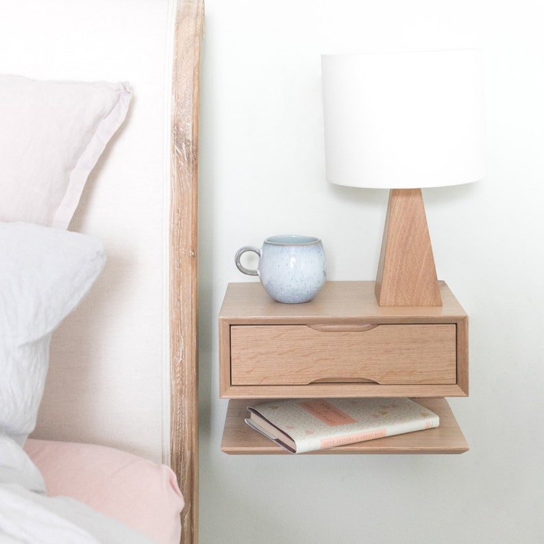 Oak Floating Bedside Table Floating nightstand Bild 4