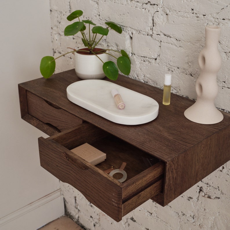 Floating Oak Dressing Table Dark Oak image 3