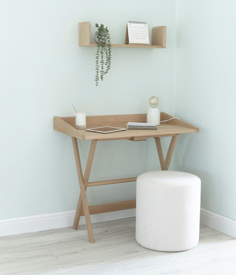 Folding Oak Desk Work From Home Desk Etsy