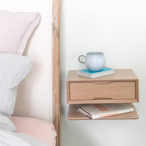 Oak Floating Bedside Table Floating nightstand image 5