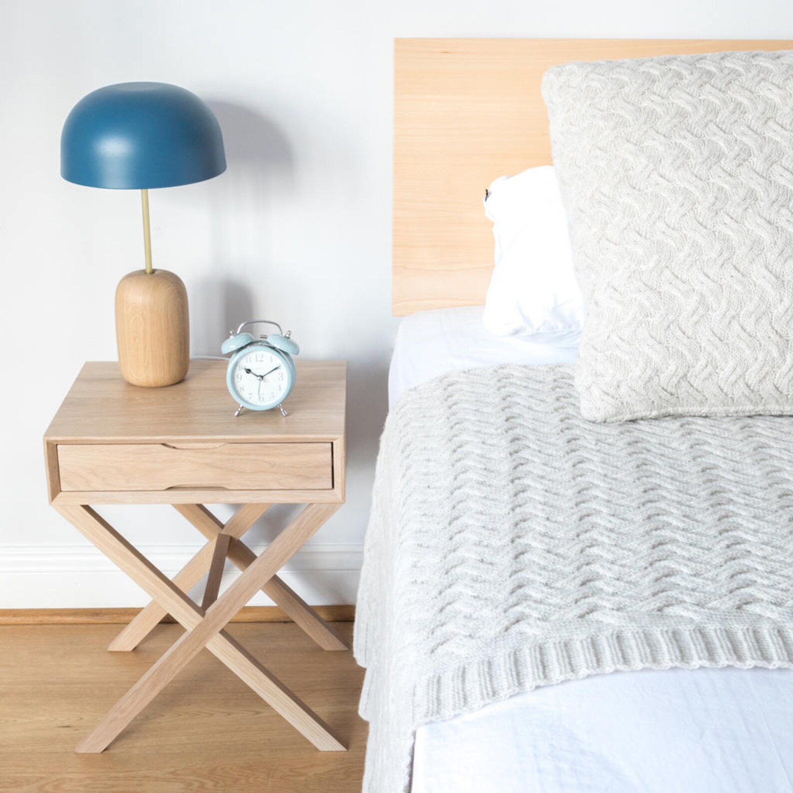 Oak Bedside Table With Crossover Leg Etsy UK