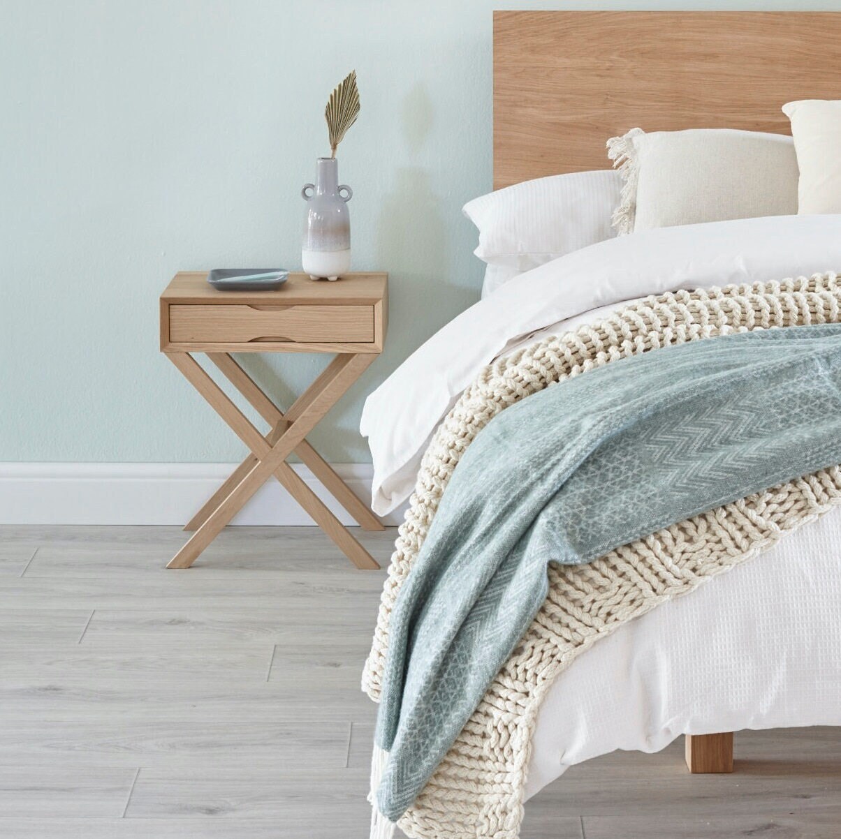 Oak Bedside Table With Crossover Leg Etsy UK