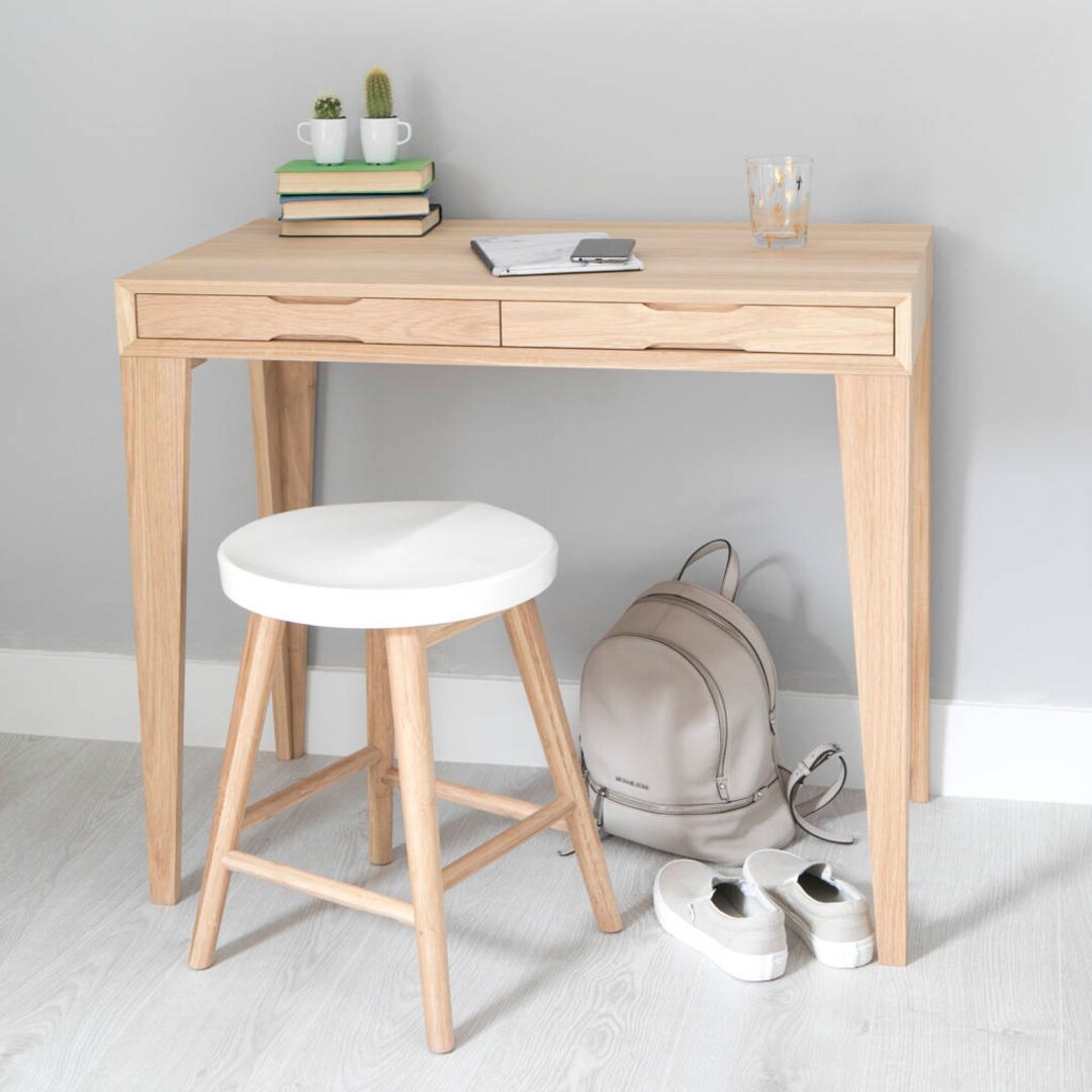Oak Desk for Bloggers Working From Home Home Office Desk Small Minimalist Desk Etsy UK