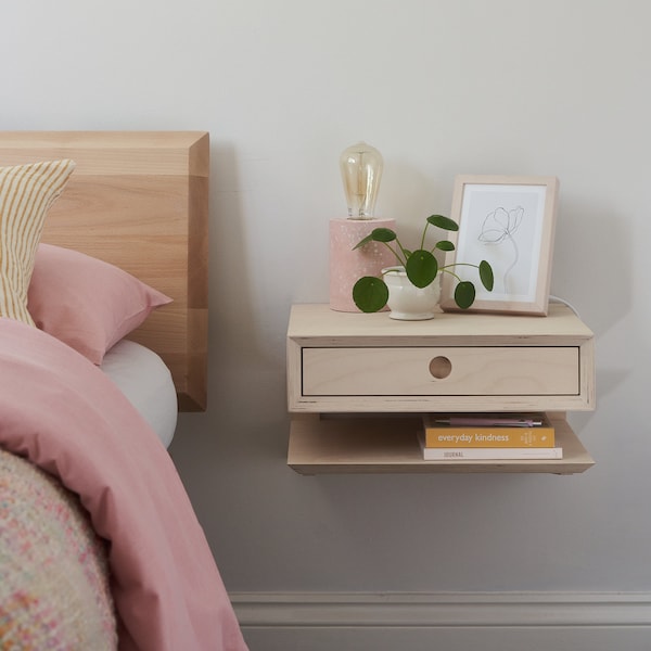 Plywood Floating Bedside Table