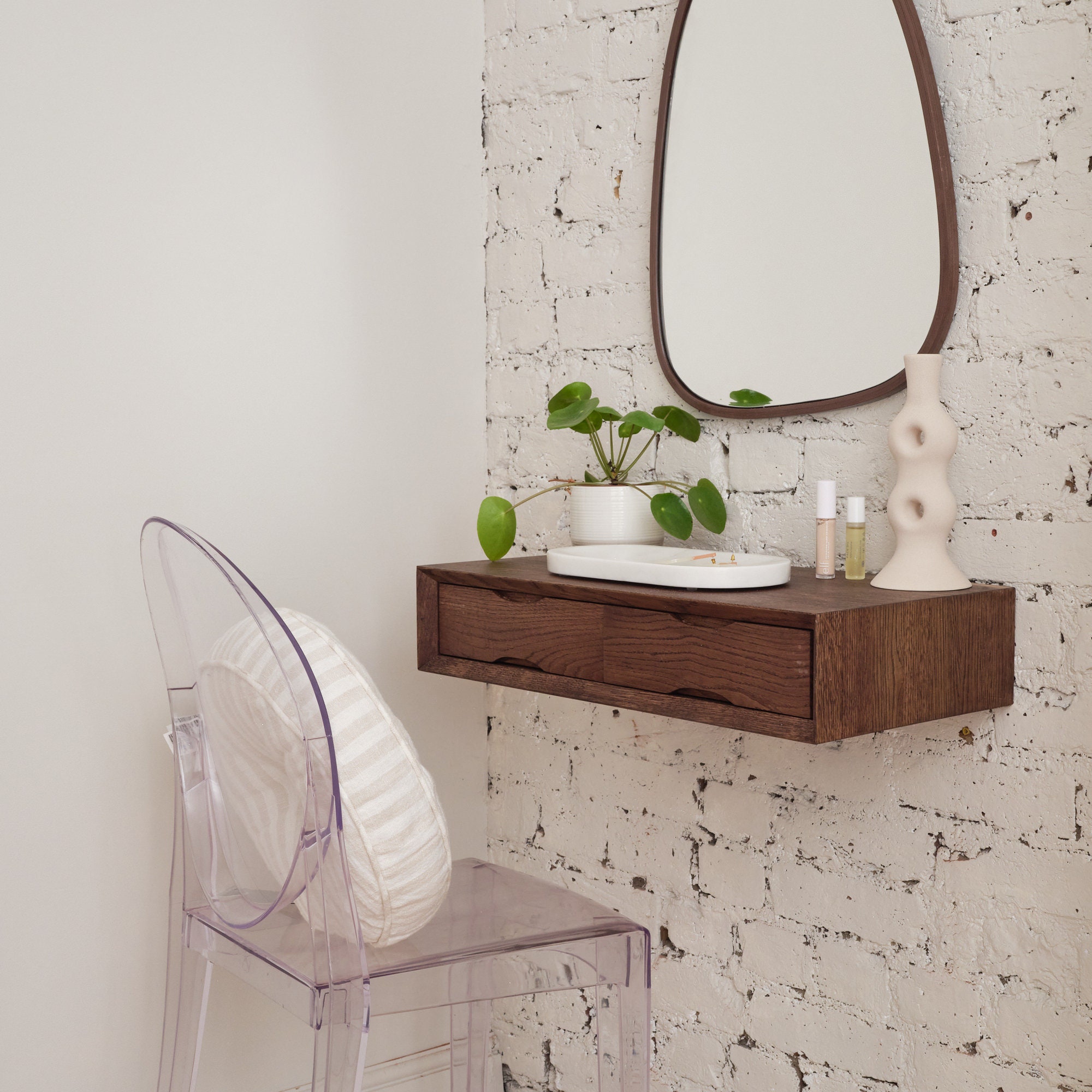 Buy Redwud Lavis Engineered Wood Square Wall Hanging Dressing Mirrors With  Shelf (Wenge-White , Matte Finish)(Unframed ) Online at Low Prices in India  - Amazon.in