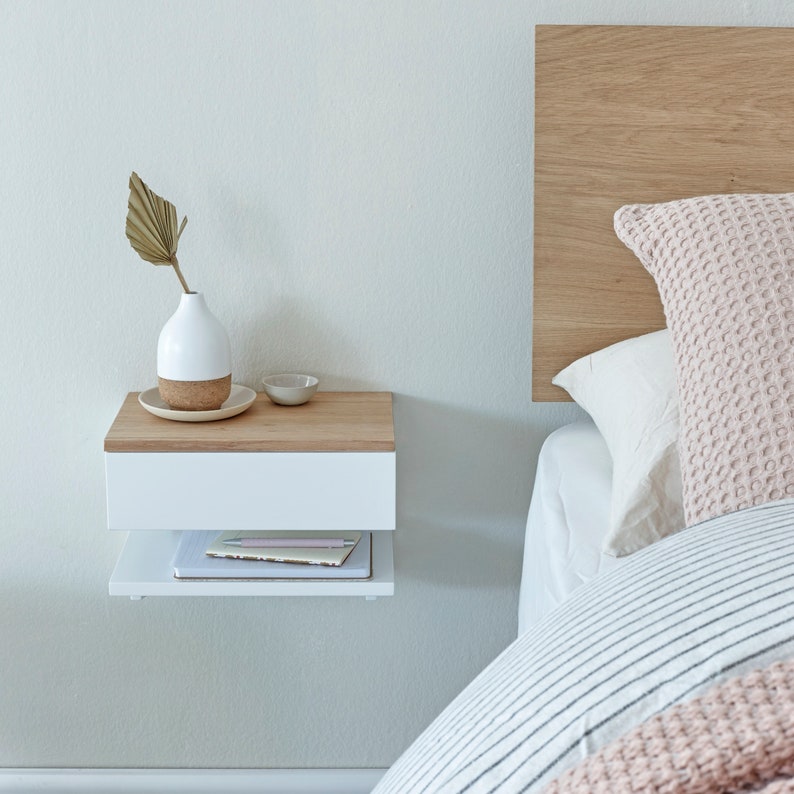 floating nightstand oak top