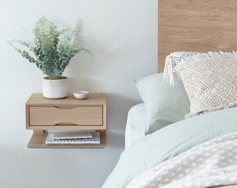 Oak Floating Bedside Table