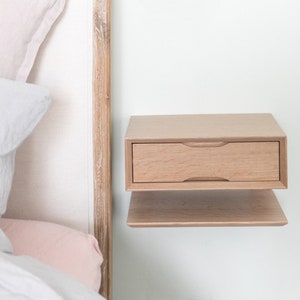 Oak Floating Bedside Table Floating nightstand Bild 9