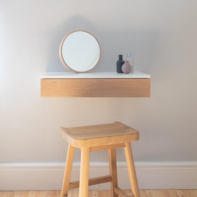 Small Floating Dressing Table with Oak Drawer Etsy