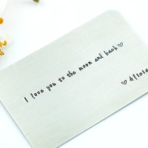 Metal Insert Card, Handstamped silver Insert,Customized personal messages ,Gift for husband, boyfriend, father and friends.