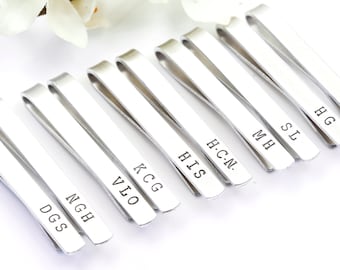 Personalized Tie Pin, Groomsmen tie clips, wedding Personalized Groom's gift, Father of the Bride Men's Wedding Accessories- Groomsmen Gift