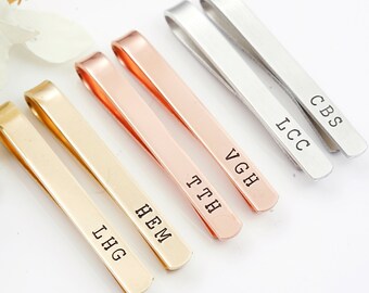 Groomsmen Proposal Tie clip, Tie Clip, Stamped tie bar, Groomsman Custom Tie Clips, Gold Tie Clip, Copper Tie Clips, Men's Custom Tie Bar,