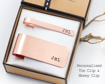 Tie Clip & Money Clip Set, Personalized Tie Clip ,Gold Tie clip, Engraved Tie clip, Groomsman gift, For him, Wedding party gift, Money clip