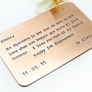 Anniversary Gift , 8th Anniversary gift- Customized Metal Card- Gift for husband, boyfriend, father and friends- gift for father's day