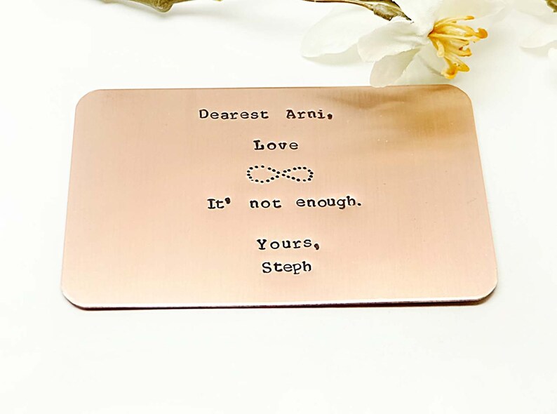 Hand Stamped Wallet Insert Card Customized Personal Messages - Etsy