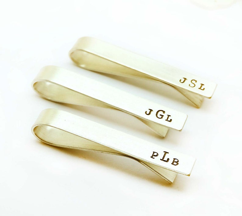 Groom/'s gift Father/'s Day Gift Sterling Silver Personalized Tie Clip- Hand Stamped Tie Bar Custom Grooms men Gift
