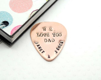 Personalized Guitar Pick, Customized, Hand Stamped Copper Guitar Pick - Best Gift for Father, Husband and Friends