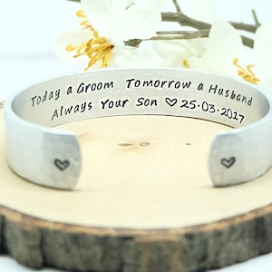 Custom Cuff Bracelet, Mother of the Groom bracelet, Mother of the Bride gift, Personalized Bracelet, Christmas Gift, Best friend Gift