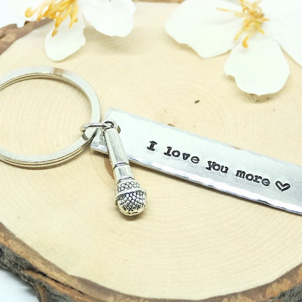 Personalize Keychain, MICROPHONE Keychain, Microphone charm, Best Friends, Gift Idea, Sports charm, for Singer, Singing, Cute Gift, Unique