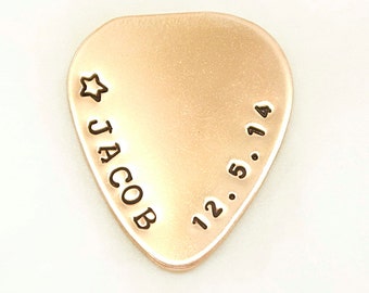 Personalized Guitar Pick, Customized, Hand Stamped Copper Guitar Pick - Gift for Husband, Dad, Boyfriend & Best for Father's Day Gift