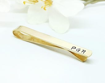Personalized Tie Clips- Brass Tie Clip, Groom's gift- Father of the Bride- Wedding Accessories, Groomsman Gift, Anniversary Gift, Wedding