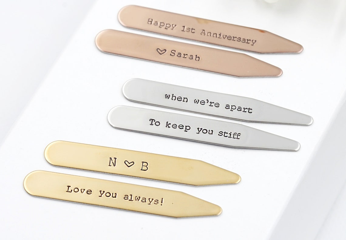 Personalized Collar Stays Custom Collar Stays Gold Rosegold Etsy