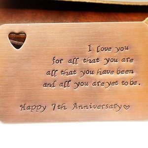 Hand Stamped Wallet Insert Card -Copper Metal Wallet Insert Card- Gift for husband, Wedding gifts,boyfriend,  Personalized Father's Day Gift