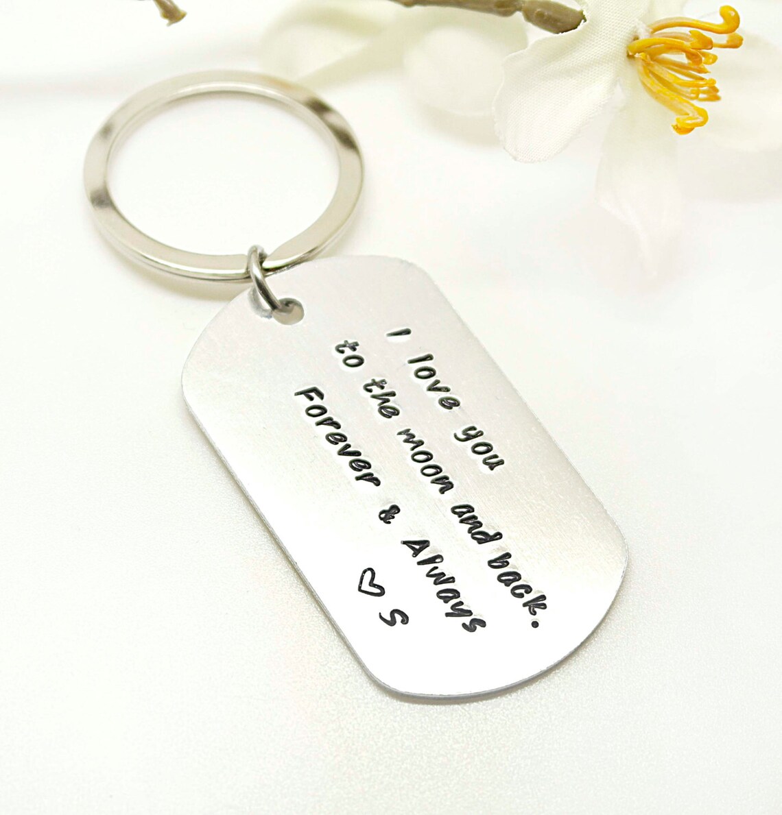 Dog Tag Key Chain Personalized Hand stamped Keychain Etsy