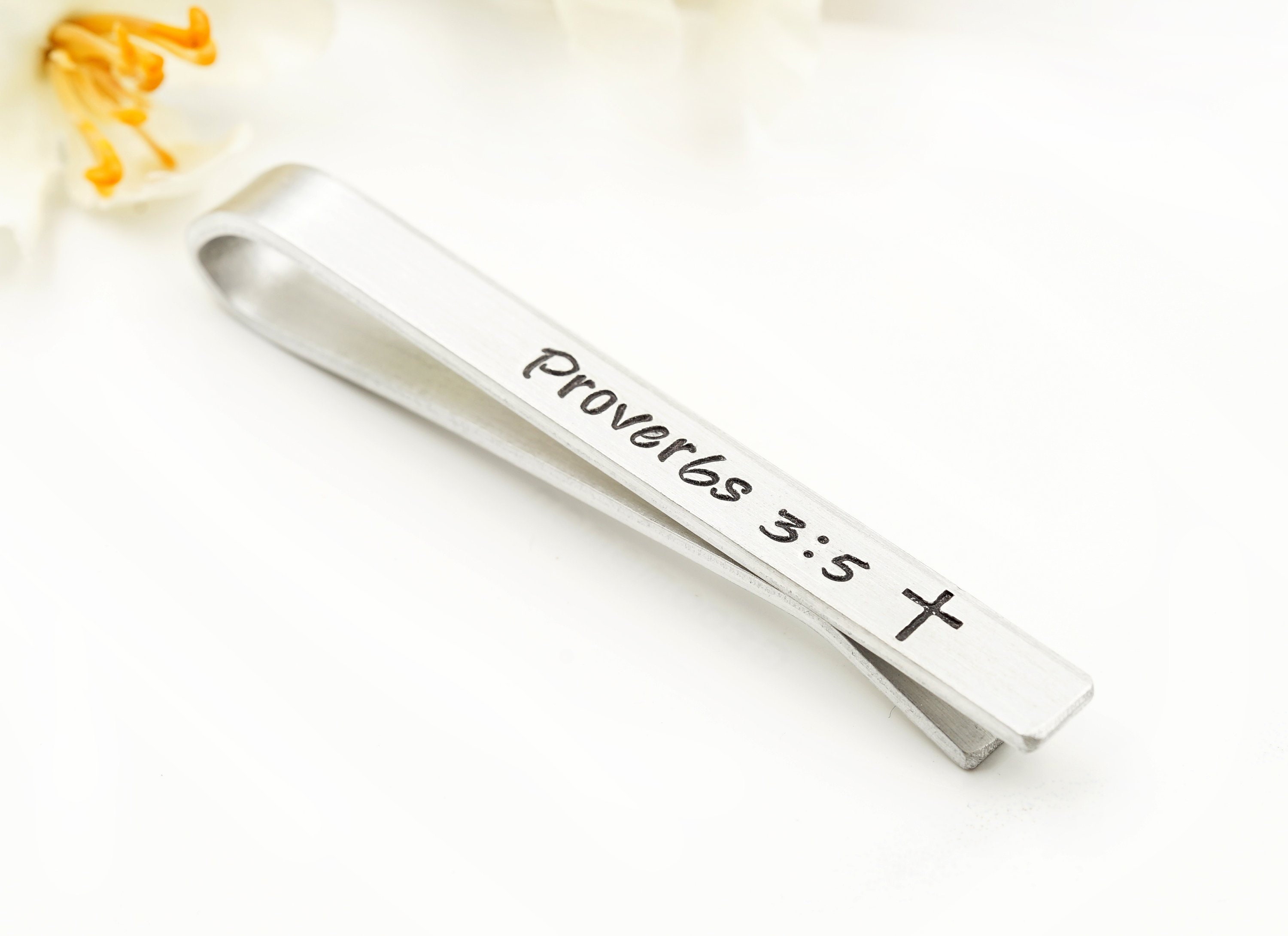 Men's Personalized Tie Bar Bible Verse Tie Clipbaptism | Etsy