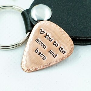 I love you to the moon and back, Custom Guitar Pick with Leather Case -  Personalized guitar pick, Dad, Boyfriend- Christmas Gift, Valentine