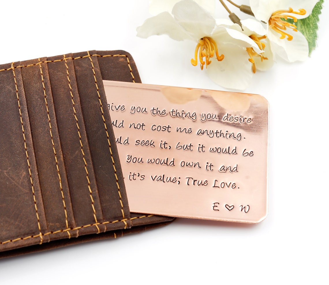 I Love You Wallet Insert Card Copper Stamped Wallet Insert | Etsy