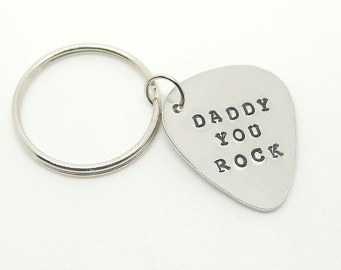 Personalized Guitar Pick Key Chain, Customized, Copper Guitar Pick - Gift for Husband, Dad, Boyfriend- Cute Keychains, For Guitar player