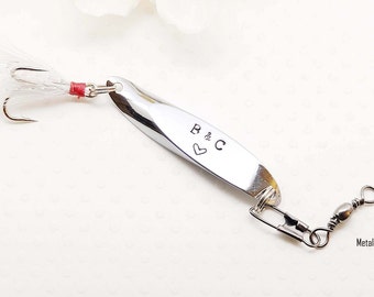 Gepersonaliseerde Vissen Lure- Vaderdag Gift- Hand gestempeld Lure, metalen lokken, Lepel Vissen Lure, Ik hou van je, Cadeau voor mannen, Custom Lure
