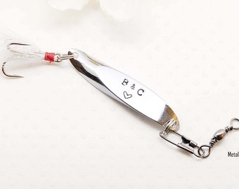 Personalized Fishing Lure- Wedding gift- Hand stamped Lure, metal lure, Spoon Fishing Lure, I love you, Gift for men, Custom Lure