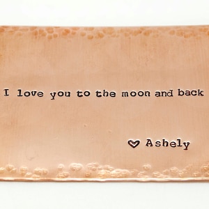 I love you to the moon and back Personalized Copper Wallet insert Card Best Selling Gift for Husband Love Message Gift Valentine's Day Gift