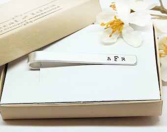 Silver, Groomsmen gifts, Personalized Tie Clip, Regular, Skinny Tie clip, Groomsmen tie clip, Wedding, Custom Tie Clip, gift for him, dad