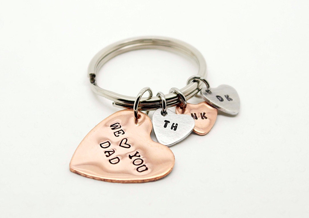 Engraved Heart Keychain Customize With Dad and Etsy