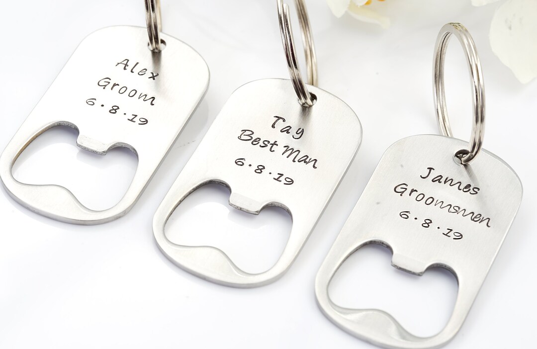 Custom Bottle Opener Keychain, Groomsmen Gift, Dogtag Bottle Opener ...