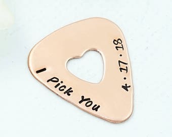 I Pick You - Personalized guitar pick, Gift for Husband, Dad, Boyfriend-  Gift for him, Music Lover, Valentines Day Gift, Guitar Lover