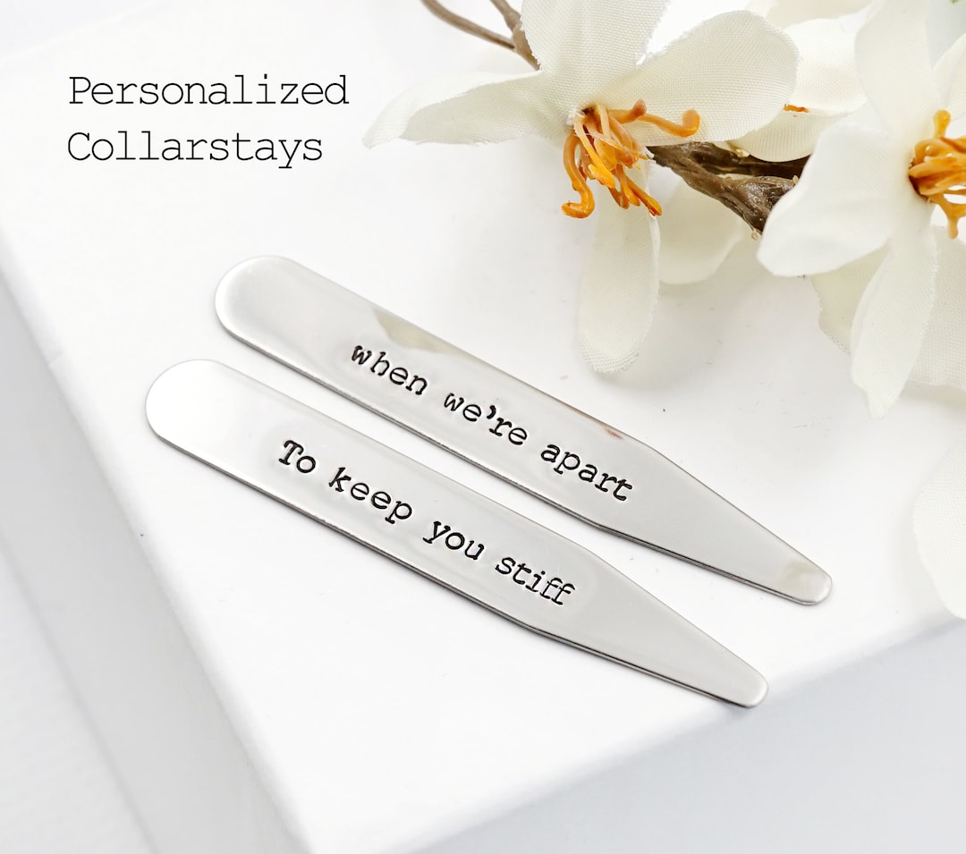 Personalized Collar Stays, Custom Collar Stays, Hand Stamped Men's