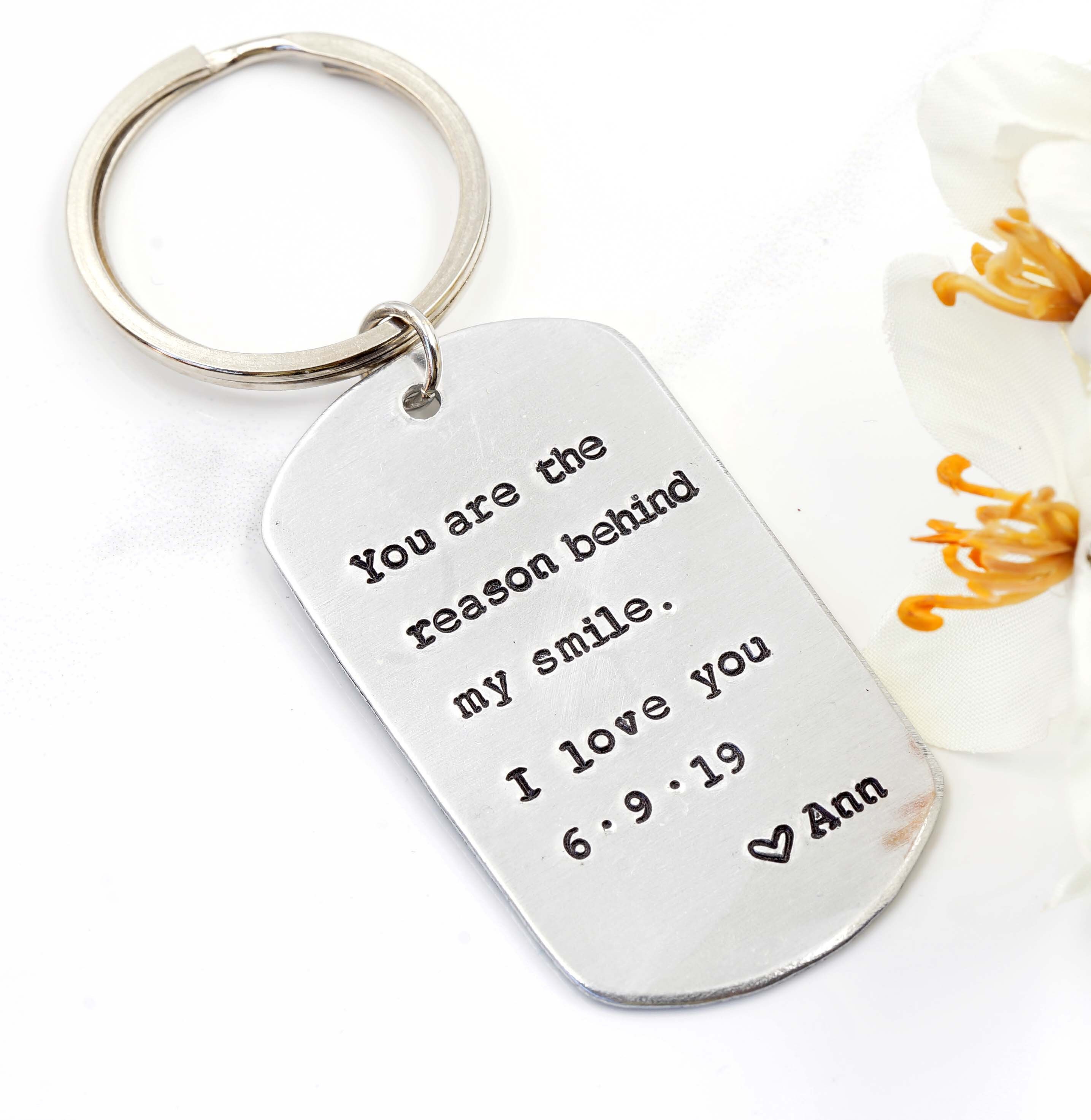 Personalized Keychain Dog Tag Key Chains Gift for Her Etsy Canada