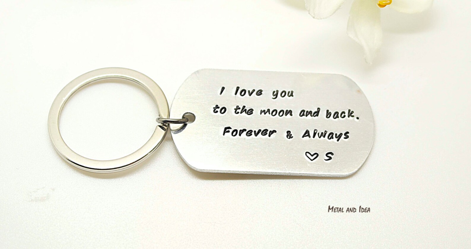 Dog Tag Key Chain Personalized Hand stamped Keychain Etsy