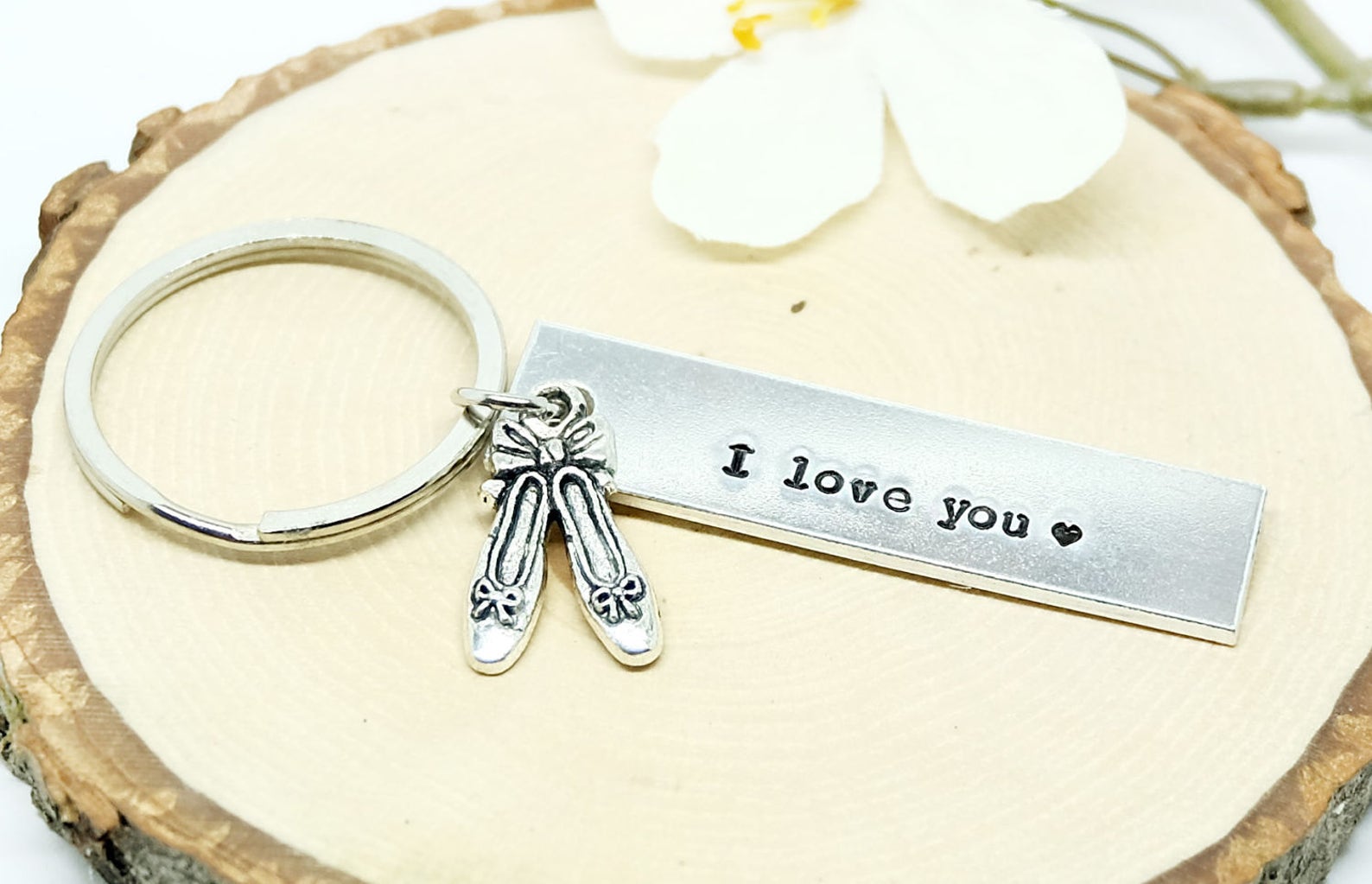 personalize keychain, ballet slipper keychain, ballerina charm, ballerina charm keyring, birthday gift, gift for little girl.