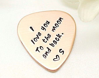 Personalized Guitar Pick, Customized, Boyfriend Gift- Hand Stamped Copper Guitar Pick - Gift for Husband, Dad, Boyfriend- Christmas Gift