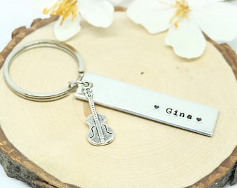 Personalize Keychain, Guitarist Keychain, Guitar charm, Best Friends, Gift Idea, Gift for him, for Dad, Father's day, Anniversary gift.