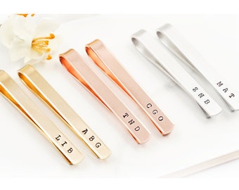 Personalisierte Krawattenklammern, Gold Krawattenklammer, Kupfer Krawattenklammern, Herren Custom Tie Bar, Trauzeugen Geschenk, Geschenk für Papa, Herren Hochzeit Krawatte Accessoires