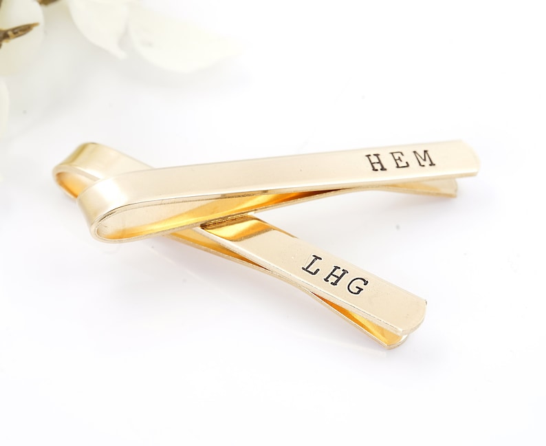 Groomsmen Proposal Tie clip, Tie Clip, Stamped tie bar, Groomsman Custom Tie Clips, Gold Tie Clip, Copper Tie Clips, Men's Custom Tie Bar, image 4