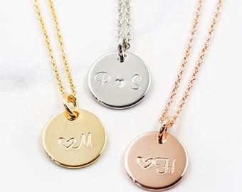 Initial Disc Necklace, Monogram Personalized Initial Necklace, Disc Necklace, Customized special date, Bridesmaid Jewelry, Initial jewelry