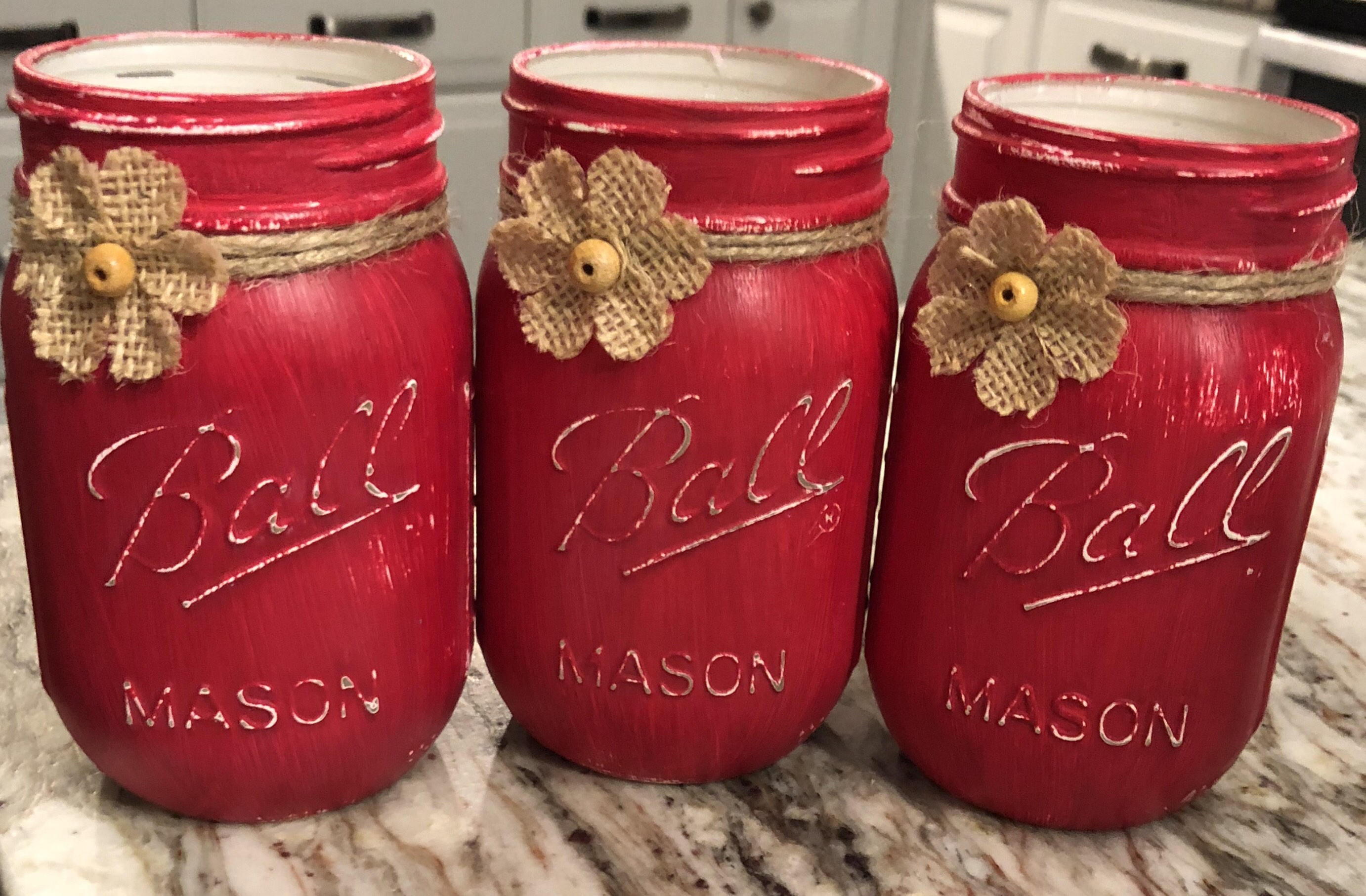 Chalk Painted Mason Jars. Set of 3 pint size painted with Etsy