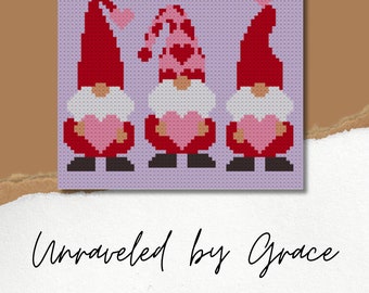 Be My Gnomeo Valentines C2C Throw Couverture - Modèle coin à coin - Graphgan - Modèle et graphique au crochet écrit - Téléchargement instantané